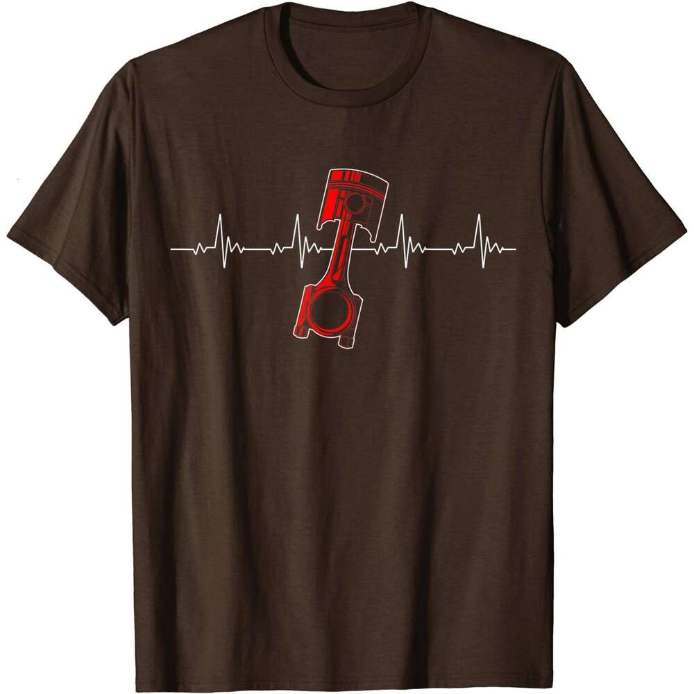 Heartbeat Piston Car nic Gift for Drag Racer T-Shirt Tees Cotton Mens Top T-shirts Custom