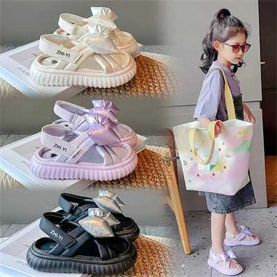 Girls Butterfly Open Black/Beige/Purple Fashion Sandals Girls New Summer Synthetic Leather Outdoor Sandals W240821