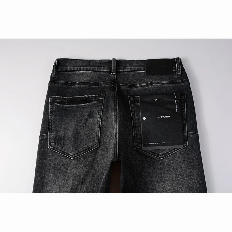 Stretch Skinny Summers Streetwear Button Fly Black Gray Destroyed Holes Ripped Jeans Pants 240821
