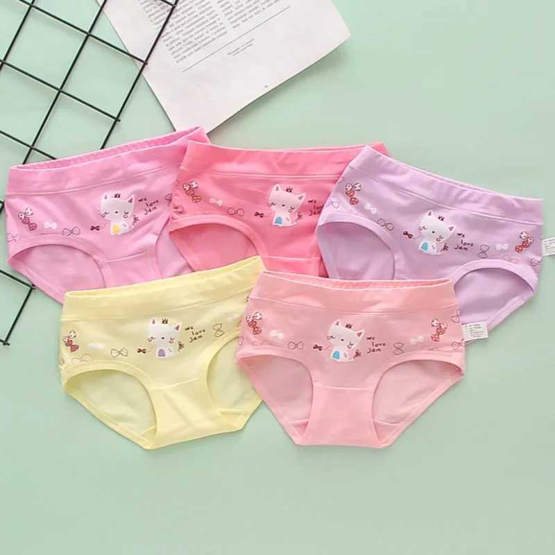 Girls Underwear Kids Panties Shorts Cartoon Cat Pattern Lot for Girls 4-12 Toddler Boxer Briefs Youth Cotton Briefs Y240821