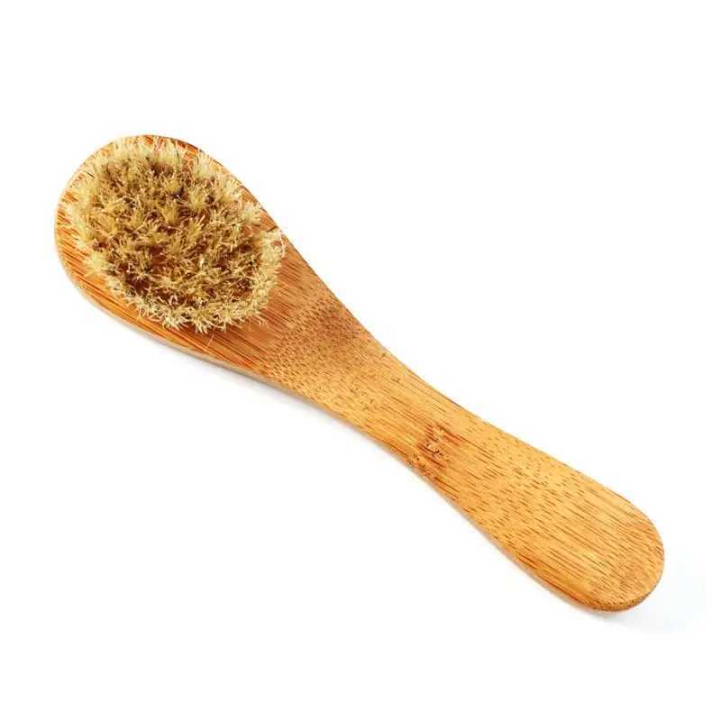 1pc Natural Face Brush Bristles Exfoliating Face Brushes Wooden Woman Man Skin Care Dry Body Brush Massager Scrubber Tools TSLM1 Y240821