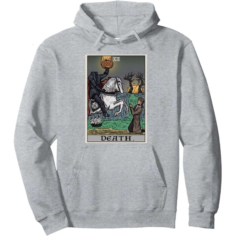 Hoodie for Mens Womens Death Tarot Card Headless Horseman Halloween Spooky Gothic Pullover Hoodie Graphic Hoodies Sweatshirt Pullover Long Sleeve 2025