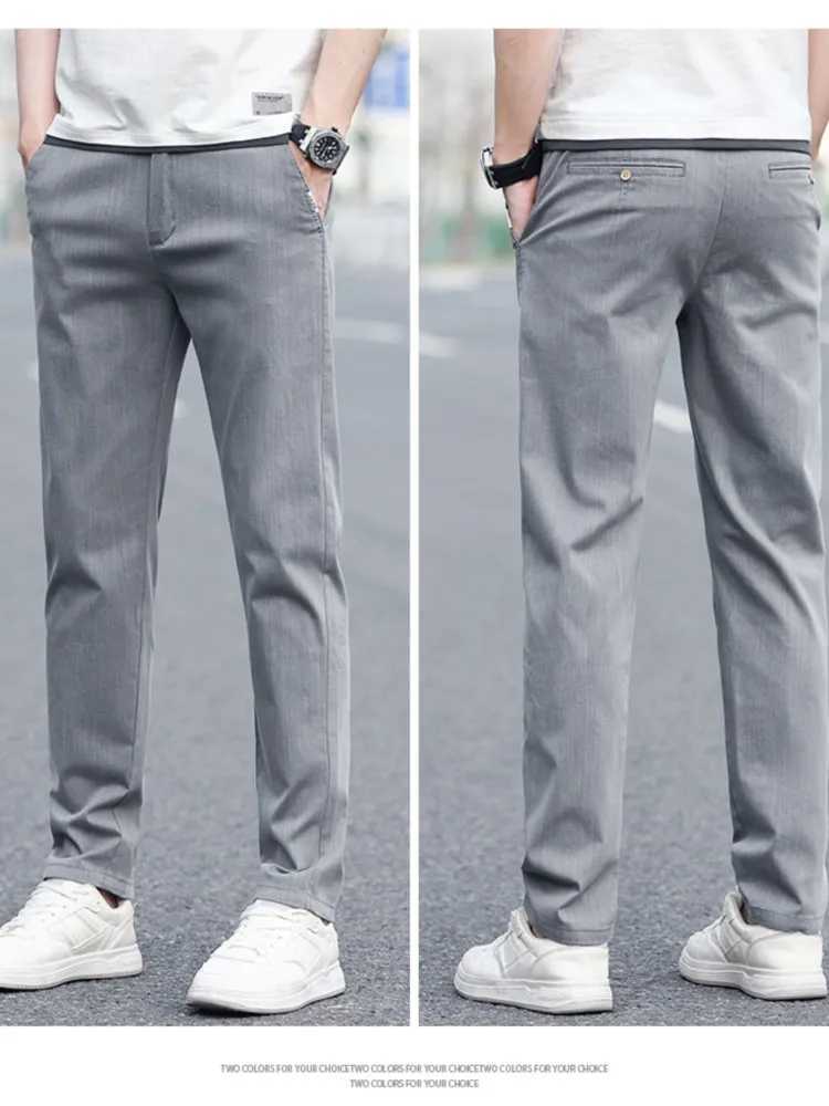 Mens pants lightweight and comfortable cotton spring and summer solid color fashion brand high-quality casual mens Trouser down jacketW240725