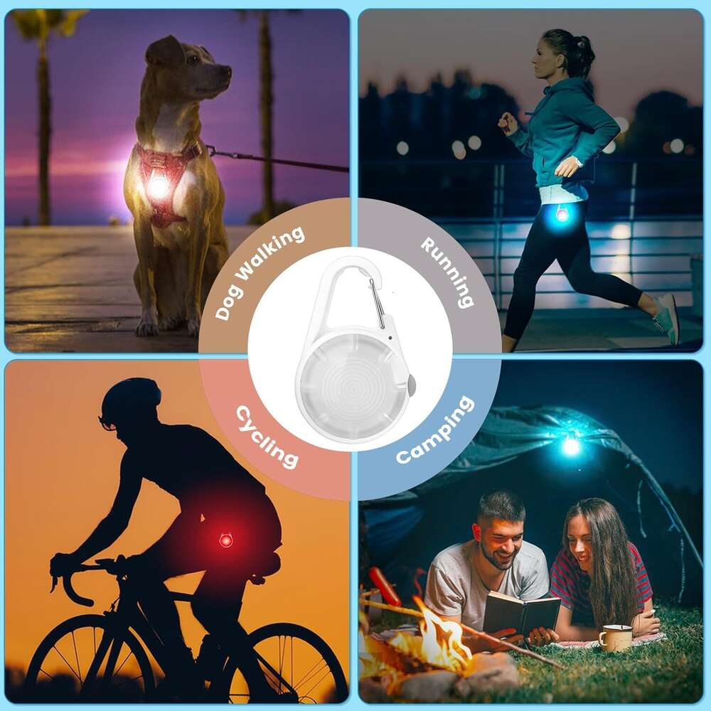 k LED Rechargeable Collar Clip on with RGB Color Pet Safety Lights up Lighted Dog Harness Light for Night Walking Camping
