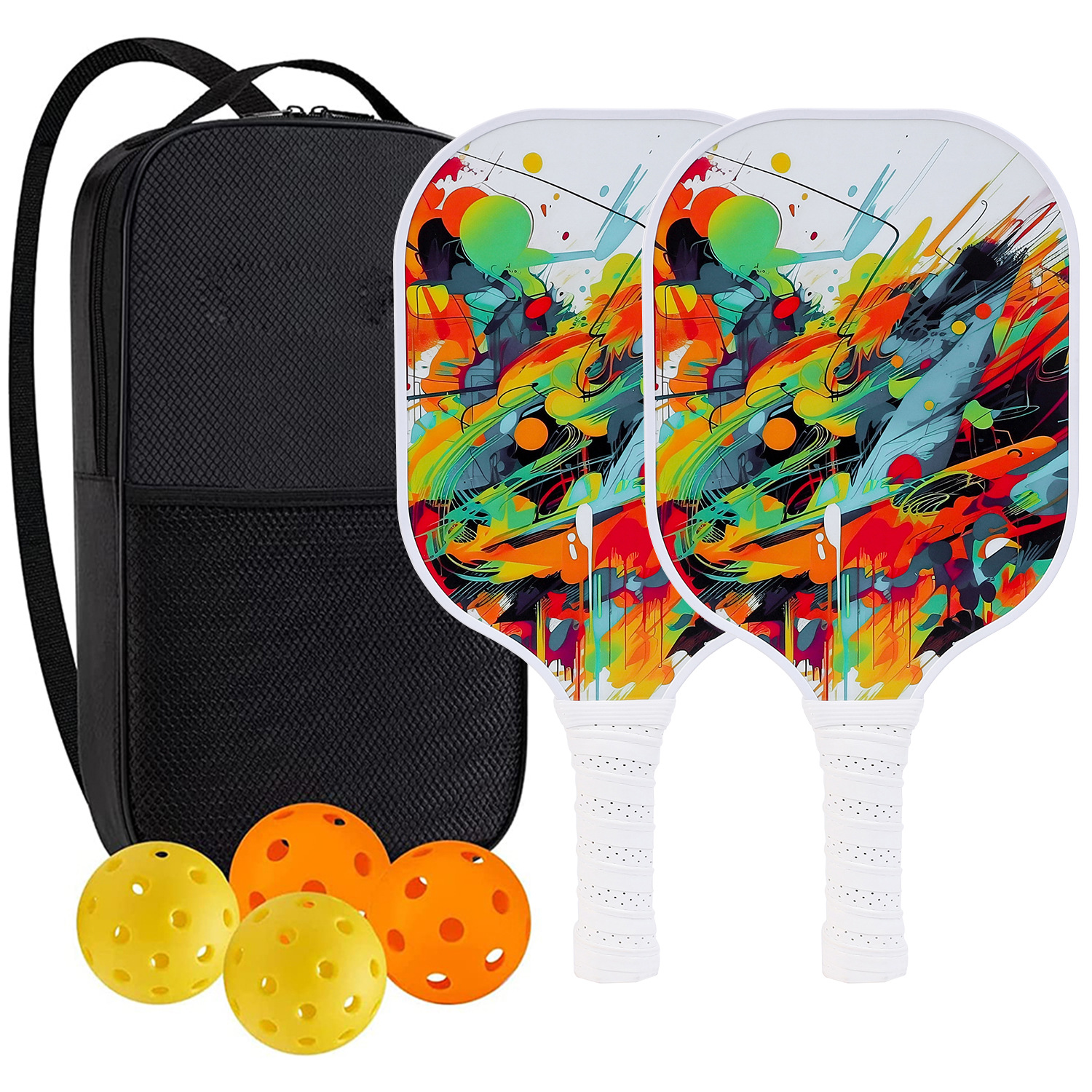 Palette de pickleball en fibre de verre haute performance pour les jeux de plein air compétitifs 2 paddle 4 balle 1 sac 9905