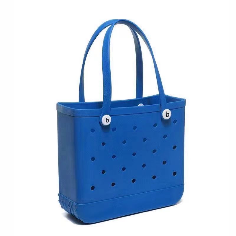 large Summer Bogg Waterproof Beach Bag New Rubber Beach Bags EVA with Hole Waterproof Sandproof Durable Open Silicone Tote Bag for Outdoor Beach Pool 