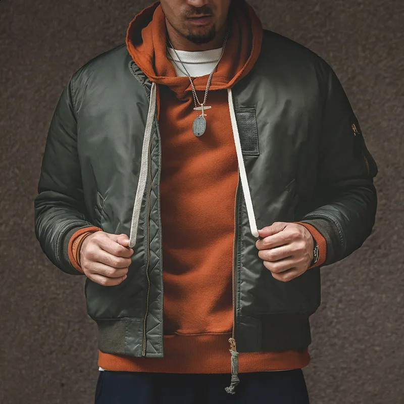Maden Workwear American MA1 Pilot Jacket Mens Winter Green Cotton Coat Thickened Baseball 240824