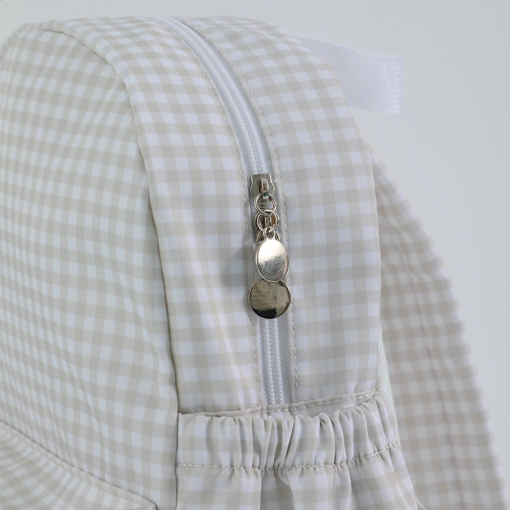 Plaid Backpack for Girls Boys Flower Waterproof Nylon Durable and Lightweight Suitable Students 240820