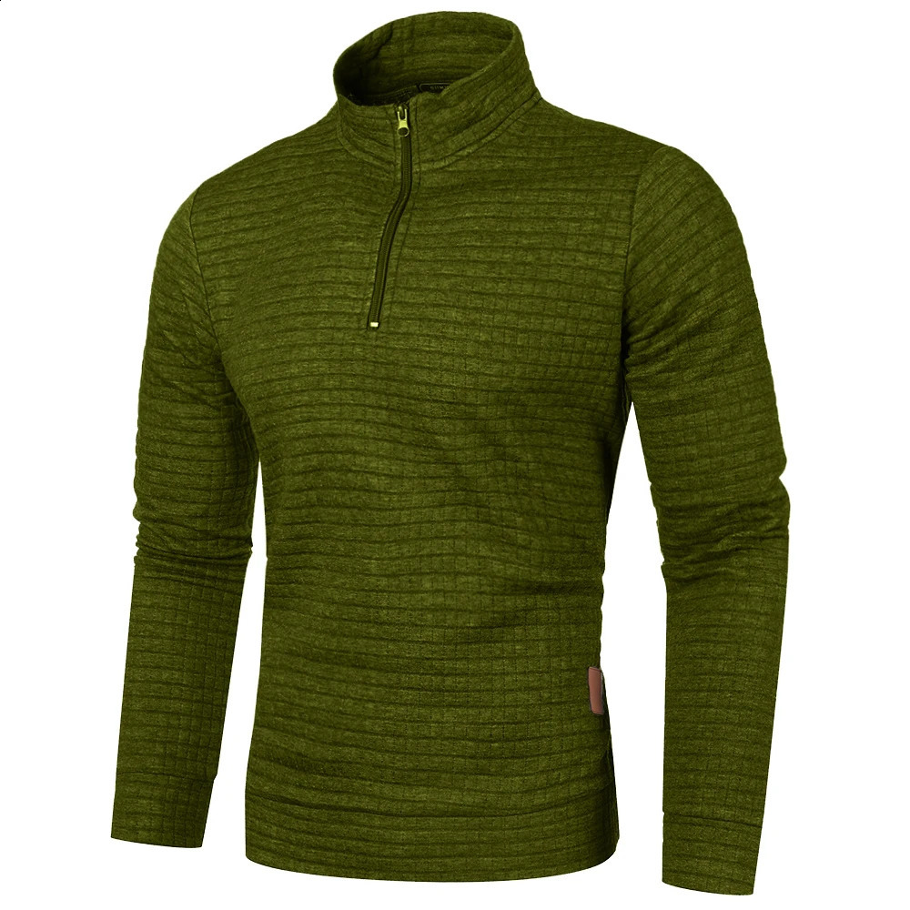 Autumn Mens Solid Color Sweatshirt Large Half Zipper Pulling Flower Warm 240821