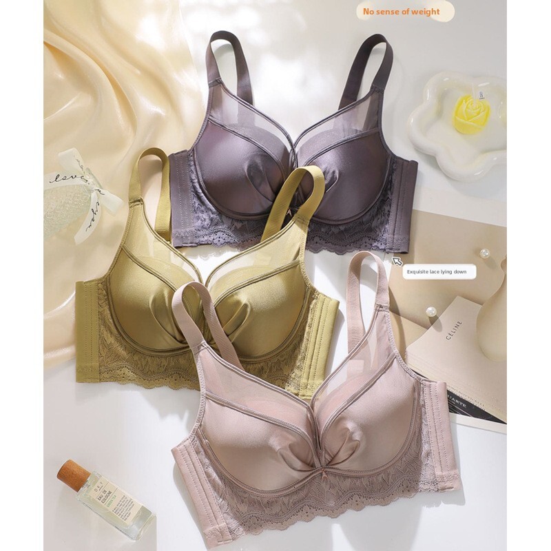 Small chest, big gathering adjustment type, gathered and paired breasts, anti sagging underwear, female sexy lace bra 2024 new item dongdumaoyi