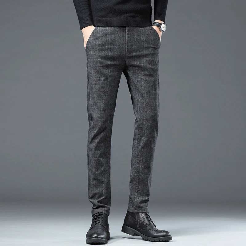 Spring and autumn mens breathable ultra-thin Korean business pants made of cotton comfortable and elastic plain weave casual and fashionable mens pant