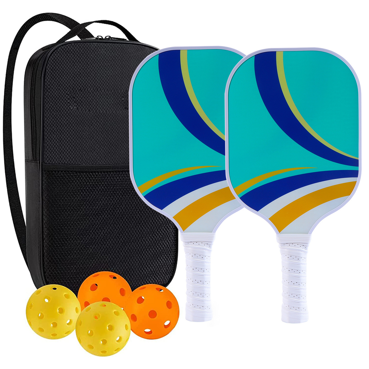 High-Performance Fiberglass Pickleball Paddle for Competitive Outdoors Games 2 Paddle & 4 ball & 1 bag 9928