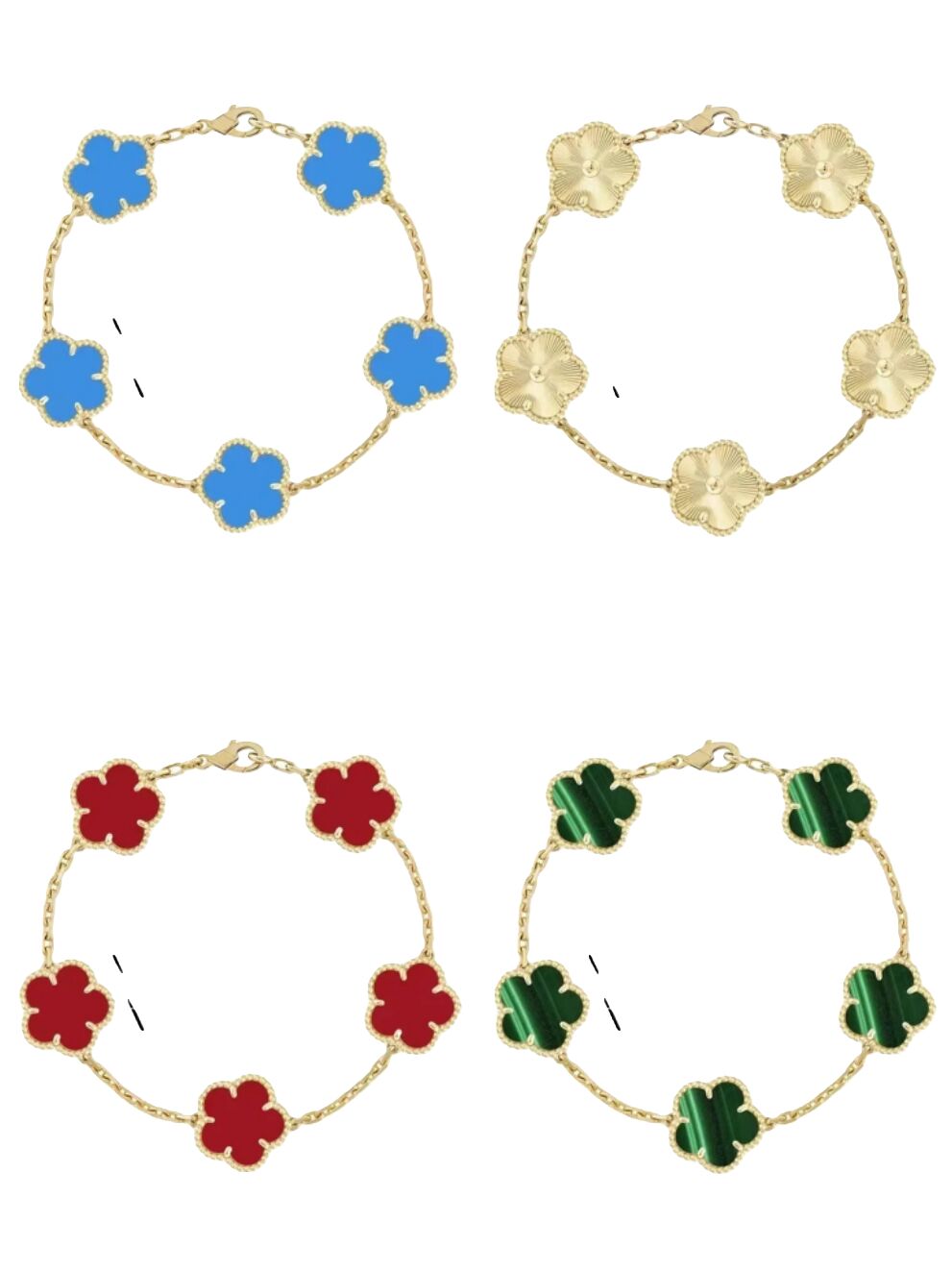 2024 luxury bracelet five flower designer bracele fashion charm bracelet girl woman 18K gold and silver black and white red and green brand bracelet wedding party