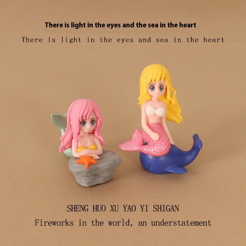 DIY cartoon creative reef shell mermaid ins micro landscape home decoration plastic crafts desktop ornaments