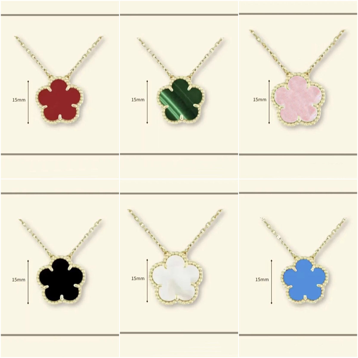 necklace designer for women Classic 15MM necklace clover stainless steel jewlery mother of pearl diamonds flower pendant necklace designer jewelry women gift box