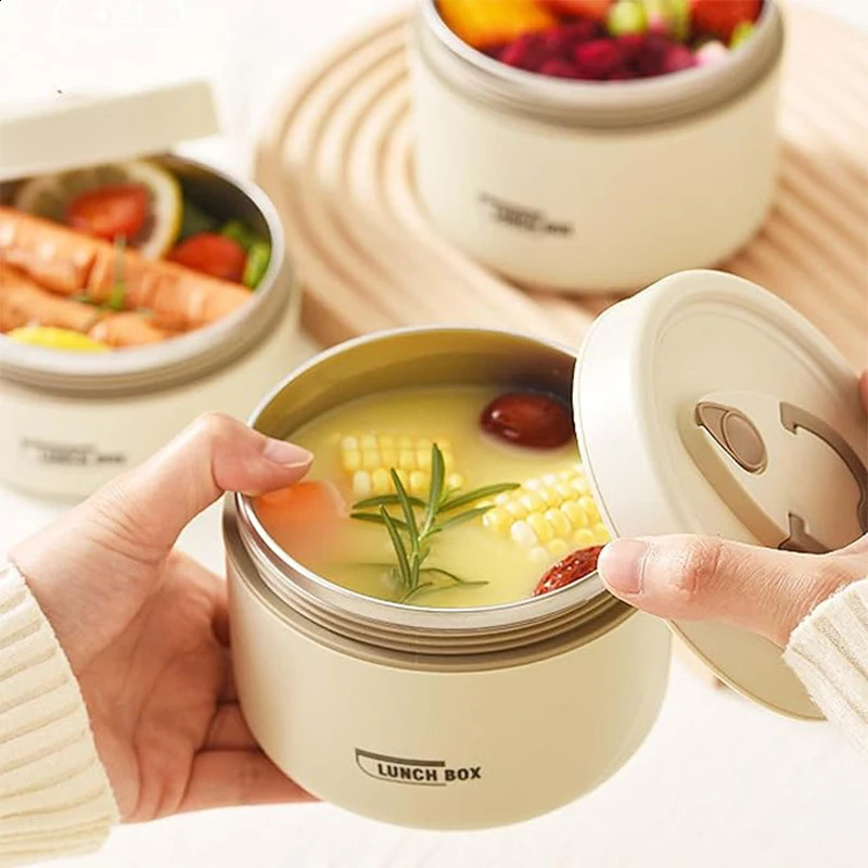 Portable Insulated Food Lunch Container Set with Thermal Lunch Box 3 Separate Stackable Lunch Container for Adult Kids 240821
