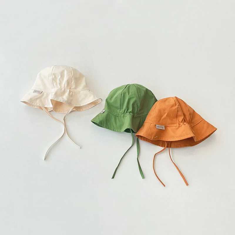 Newborn Cotton Solid Soft Spring Summer SunHat Children Bucket Hat Wide Brim Infant Kids Fisherman Hat Beach Seaside Cap M240821