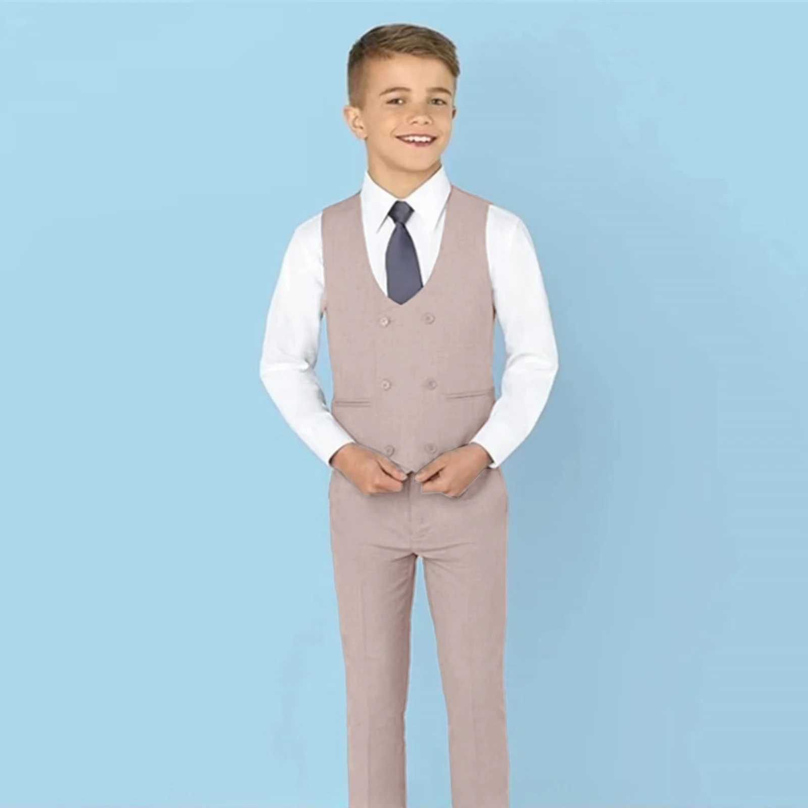 Suits Classic Solid Boys Pantsuit With Vest Single Breasted Newest Autumn Formal Outfit For Boys Wedding Guest Suit Set Ring Bearer