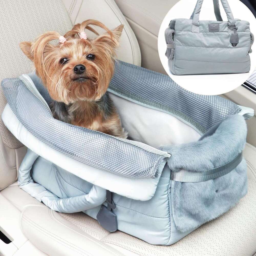 Symphony Pet Carrier Soft-Sided Cat And Small Dog Travel Bag In Light Blue - Washable Portable With Storage Pocket Easy Car Seat Installation, For Pet