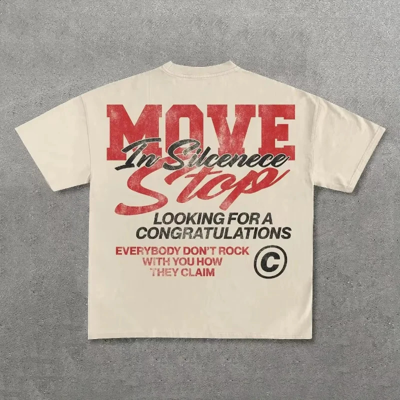 Street clothing Tshirt Y2K mens hiphop letter graphic printing oversized TShire Harajuku Gothic round neck cotton short sleeved top 240821