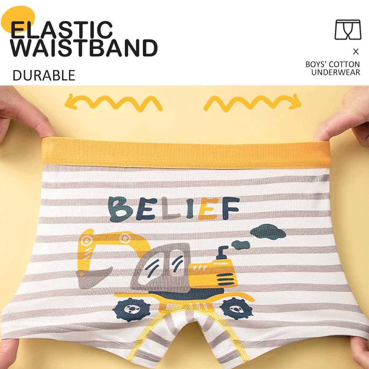 4 Pcs Children Underwear Cotton Boys Panties Cool Dinosaurs Print Boy Boxer Shorts Breathable Washable Kids Boxers Briefs Y240821