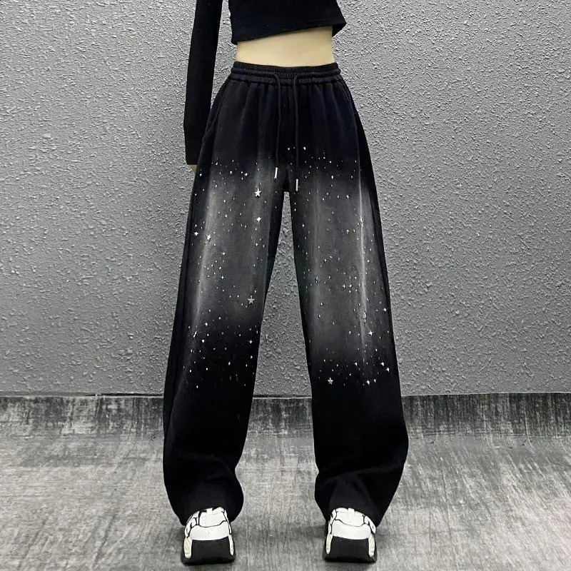 Womens AutumnWinter High Waist Loose Weight Loss Straight Leg Versatile Wide Drawout Pocket Sports Casual Pants 240821