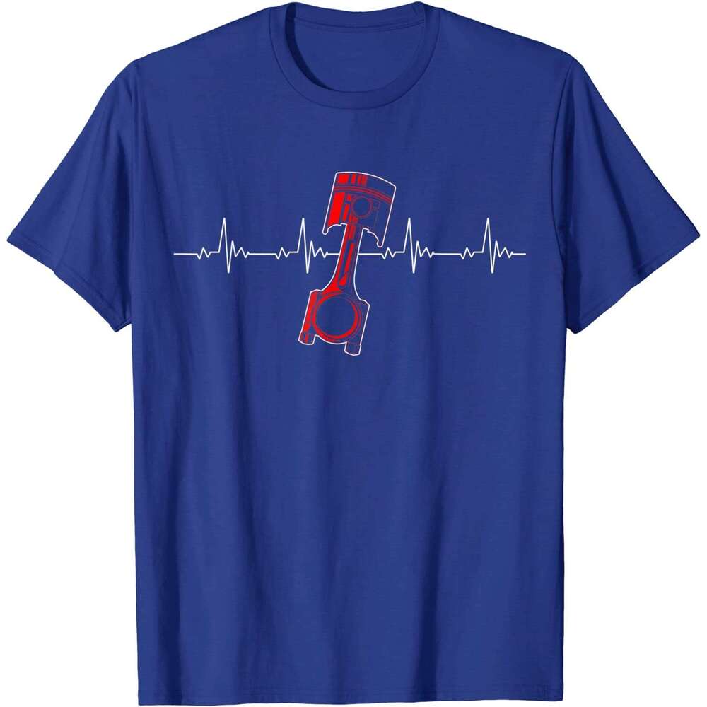 Heartbeat Piston Car nic Gift for Drag Racer T-Shirt Tees Cotton Mens Top T-shirts Custom