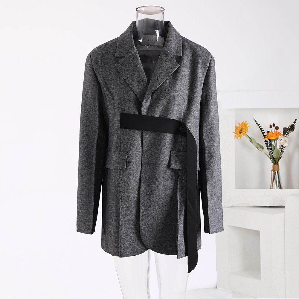 Color blocking loop design spliced jacket for women's spring new style with slit hem, niche trend loose suit