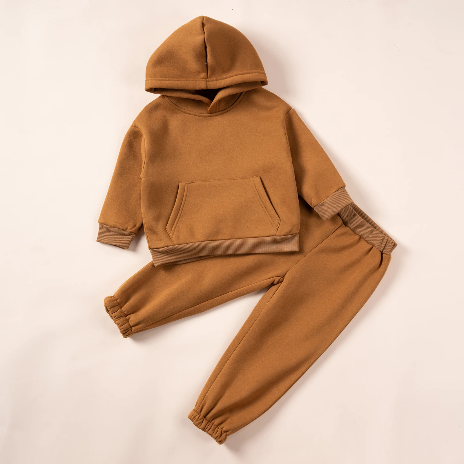 Toddler Boys Solid Outfits Hoodies Pants Fleece Clothes Sets Casual Sweater Set 2PCS Kids 1-7Y Outfits Fall Winter 240814