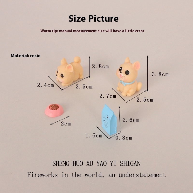Babyhouse INS Mini Creative Resin Crafts Puppy Rubbing Rice Micro Landscape Animal Office Desktop Decoration