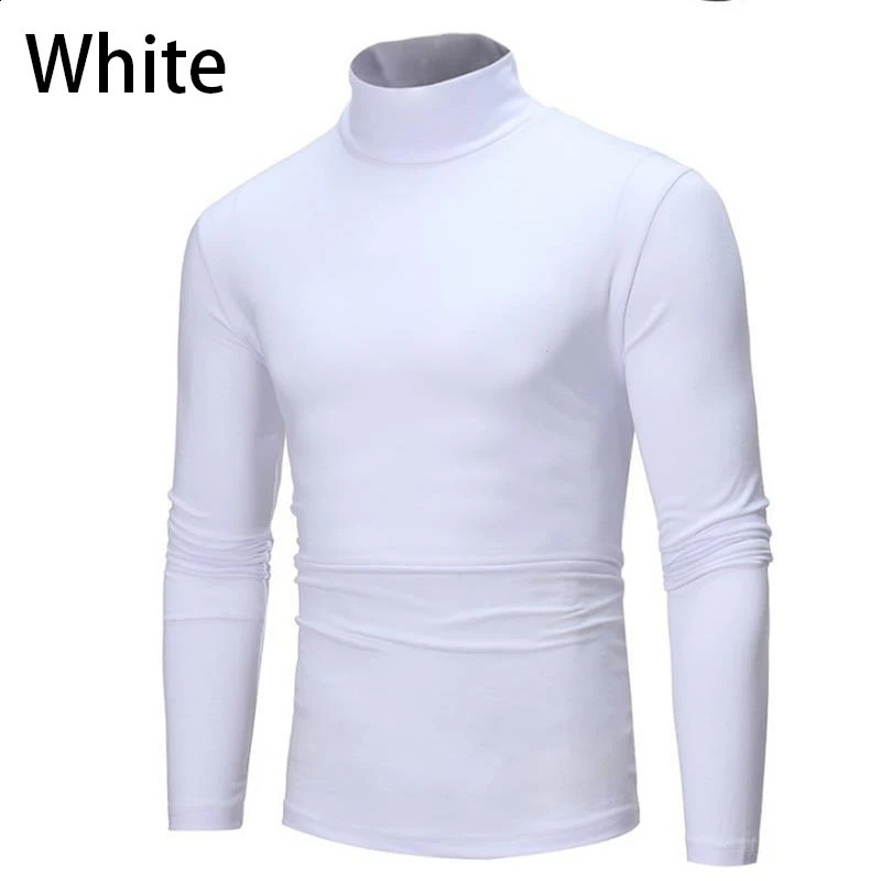 Fashion Base Tee Shirt Men Slim Fit Knit High Neck Pullover Turtleneck Sweater Tops Shirt 240821