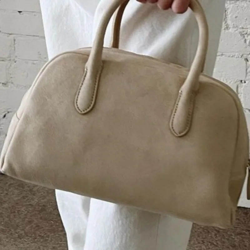 Minority Bowling Boston Retro Handbag Large Capacity Womens Bag Fashionable Premium Suede Leather 240820