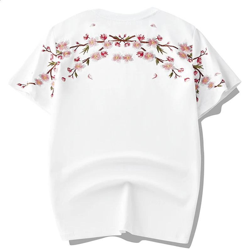 Embroidery T Shirt Men Women Flower Loose Casual Summer Cotton Hip Hop Tee Tops Short Sleeve Male Harajuku Streetwear 240820