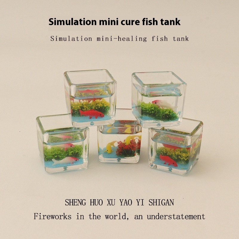 Miniature simulation ins square goldfish creative doll house model micro landscape fish tank DIY decoration ornament