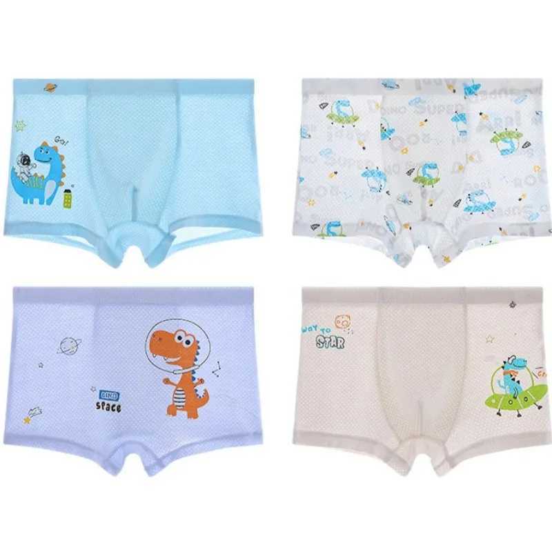 Summer Thin Mesh Breathable Panties 4PCS Boys Soft Comfort Antibacterial Underwears Cute Print Knickers 3+y Young Child Clothing Y240821
