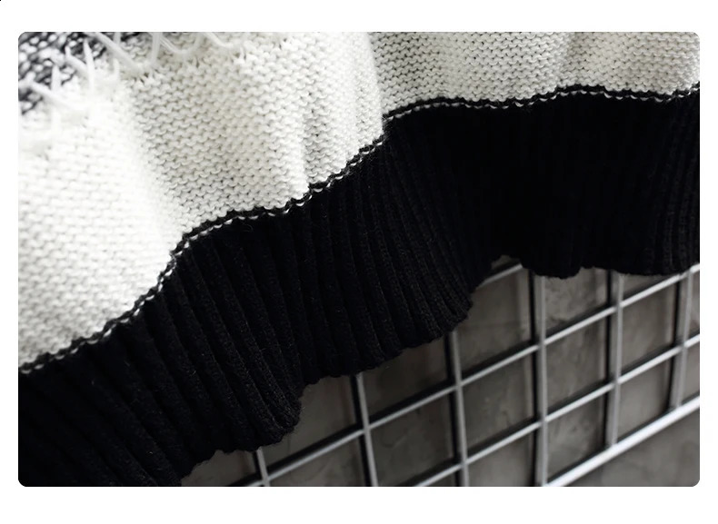 Mens Autumn Winter Pullover Mens Fashion Korean Casual Loose Striped Thicken Knitted Sweater Street Outdoor Warm Sweatshirt 240821