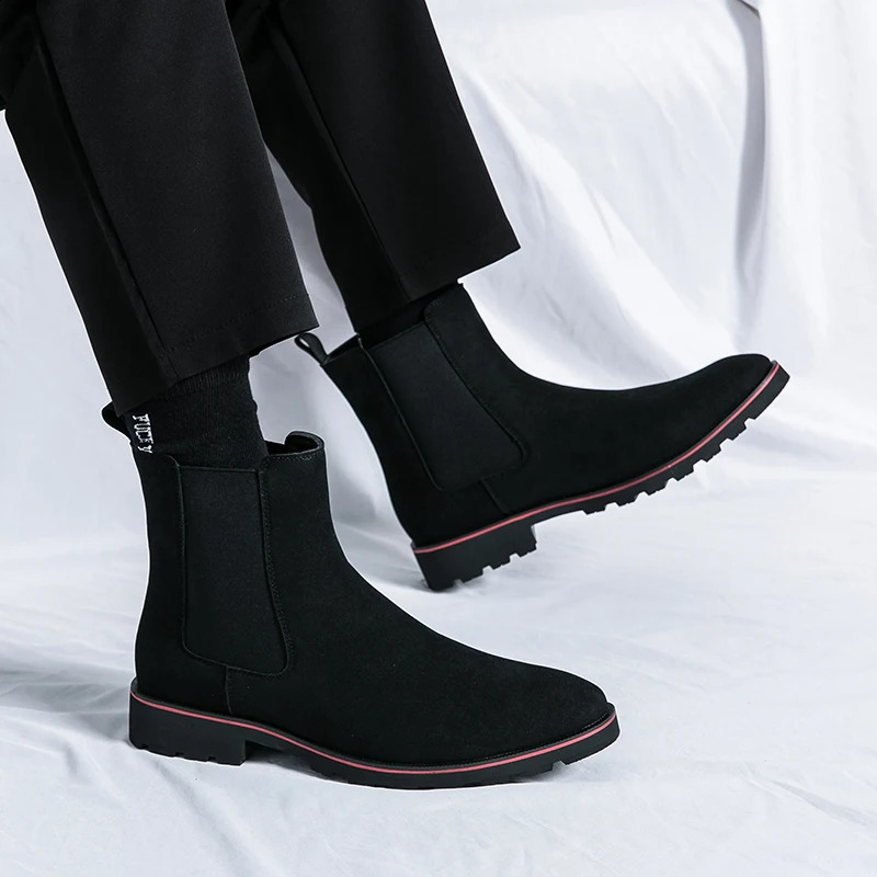 Spring Classic Chelsea mens boots beige British style outdoor walking shoes high-quality ankle boots straight bucket desert boots 240821