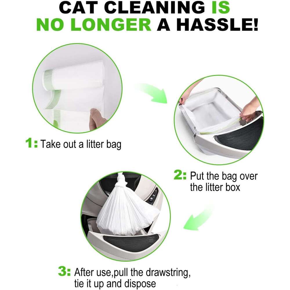 Hakrbcs Bags for Robot 4 and 3, 60 Pack Drawstring Self Cleaning Cat Litter Box ers, Extra Thick Waste Drawer ers Heavy Duty