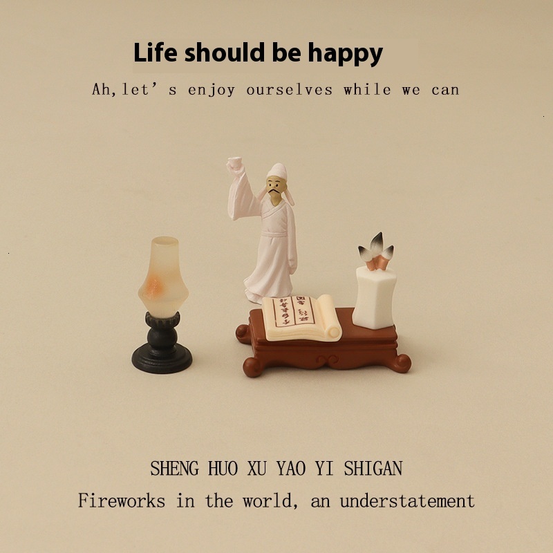 Creative Baby House Simulation Mini Miniature Resin Chinese Bookstore Ornament Go Table Ancient Style Brush Desktop Decoration