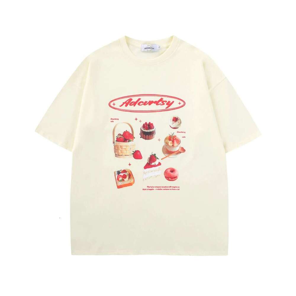 Strawberry Chic Print for Women Japanese Haruku Short Sleeve O Neck Streetwear T-shirt Large 3XL Summer Woman T Shirts