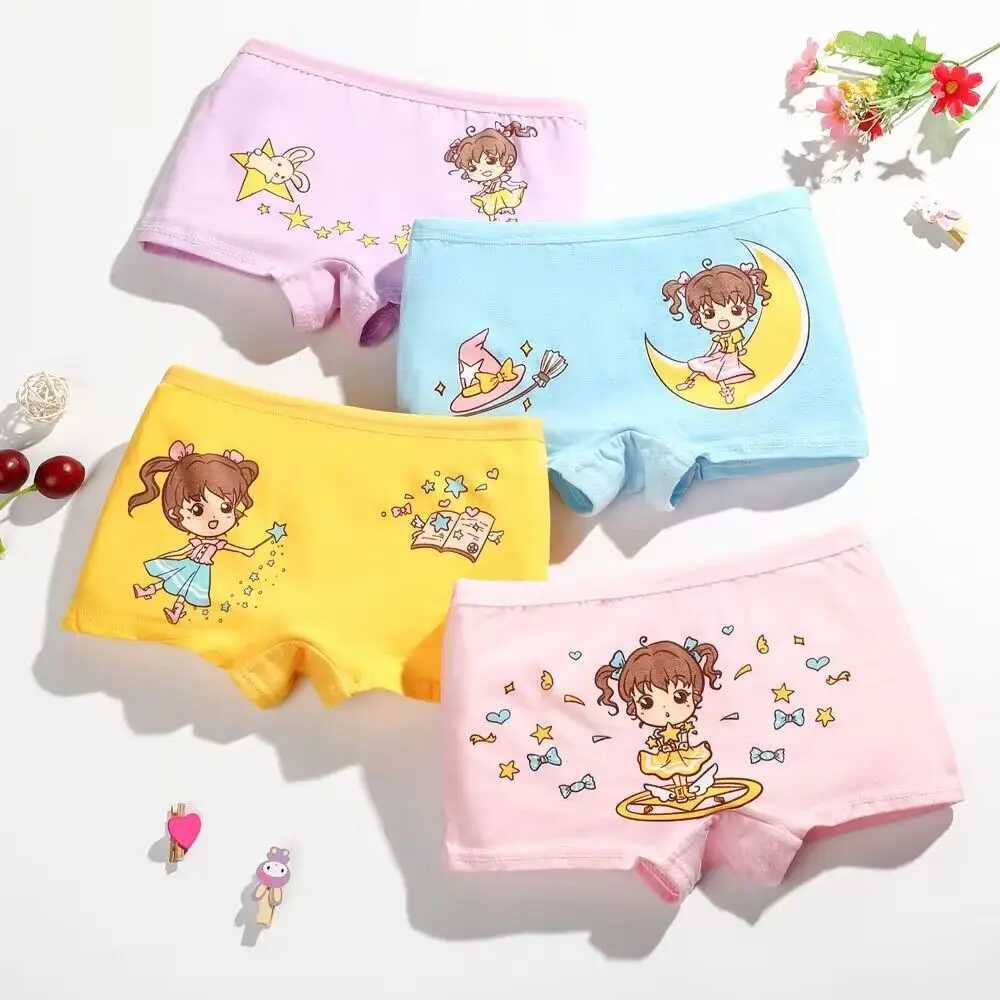4 Pieces/Lot Children Underwear Cotton Girls Panties Cute Kids Boxer Briefs Child Soft Girl Pants 2-10Years Y240821