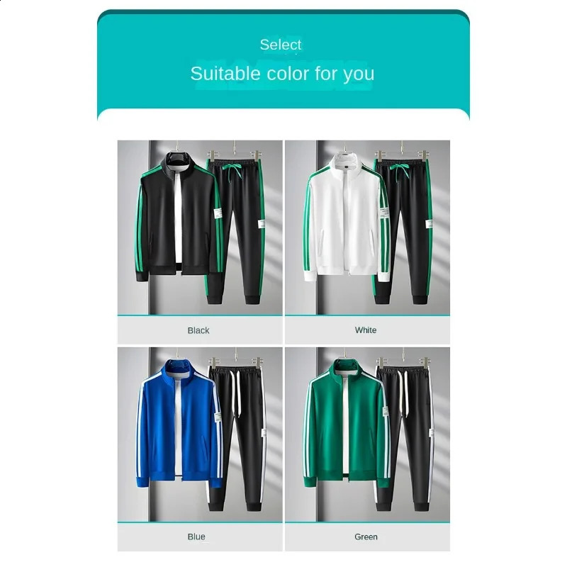 Men Sets Fashion Sporting Tracksuit Spring Zipper JacketsPants Suits 2 Pieces Sets Male Patchwork Slim Sportswear 4XL 240821