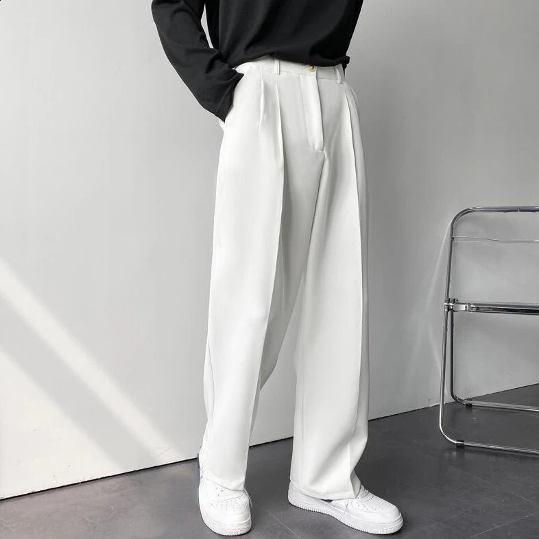 Autumn Loose Casual Pants for Men Korean Style Straight Tube Wide-Leg Fashion Wrinkle-Free Business Long Pants 240820