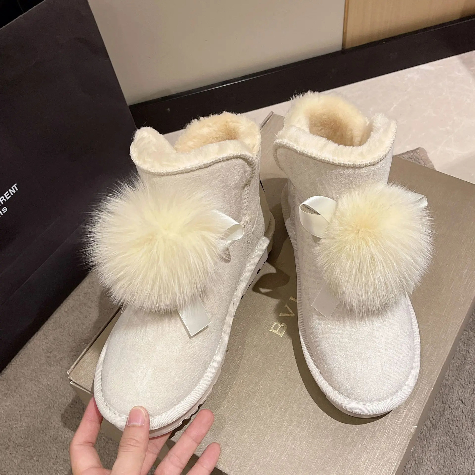 Womens Snow Boots Ankle Shoes For Woman Elegant With Low Heels Booties Round Toe Anti Skid 39 Stylish Offer In Furry 240820