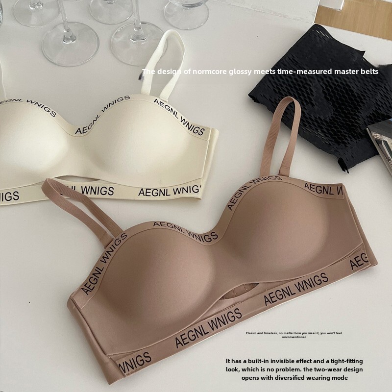 Strapless strapless for women in summer, slip and gathering, small chest display, large upper support, anti sagging, invisible text bra dongdumaoyi do