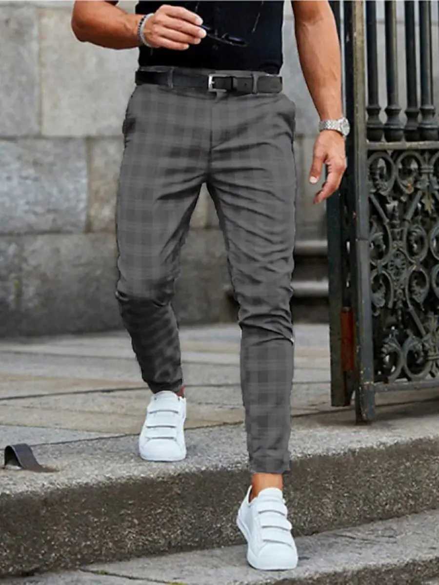 Mens 3D printed business casual pants with retro pattern printed straight leg pants mens spring and autumn fashion street pantsW240725