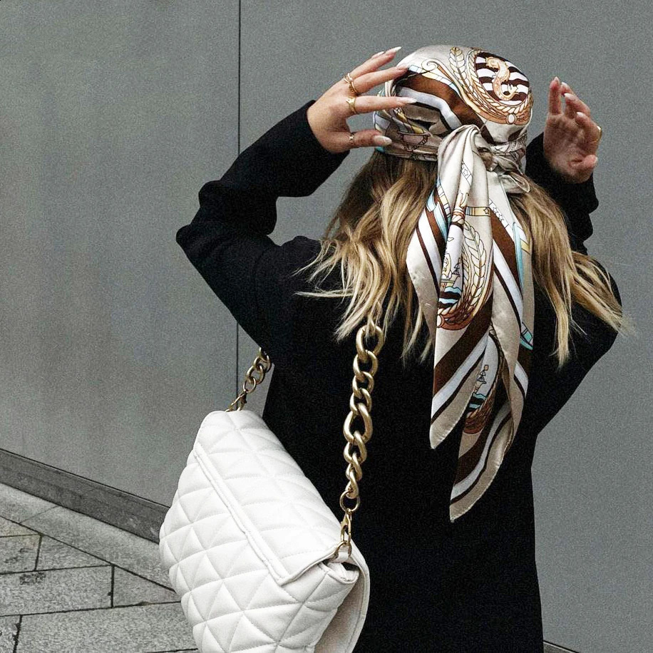 Silk Head Scarf Womens y Fashion Hair Summer Foulard Satin Shawl Kerchief 90cm Square Headscarf Bandana Cheveux 240812