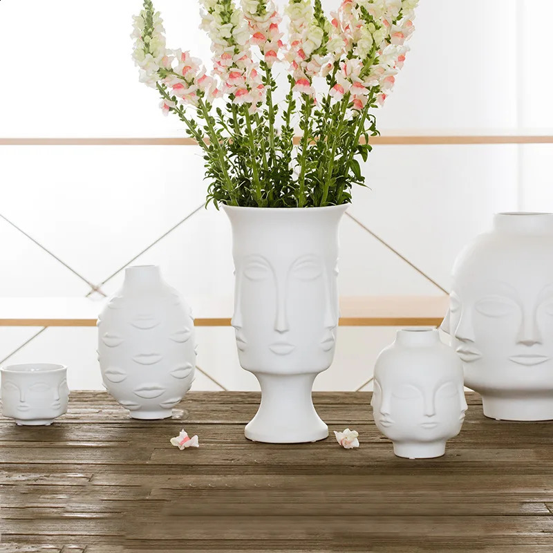 Artists 3D Lip Potted Plants White Pottery Vase Dry Flower Insert Artist Residence Decorative Ornaments Modern Home Decor 240820