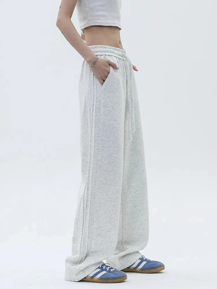 Womens Grey Pants Baggy Y2k Sweatpants Streetwear Wide Leg Pants Jogger Vintage Harajuku 90s Aesthetic Trousers Clothes 240820