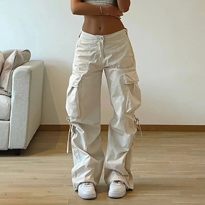 Cuteandpsycho Streetwear Runner Cargo Pants Fashion Pocket Casual Bag Handcart Loose Solid Y2K Grunge Paracut 90s 240821